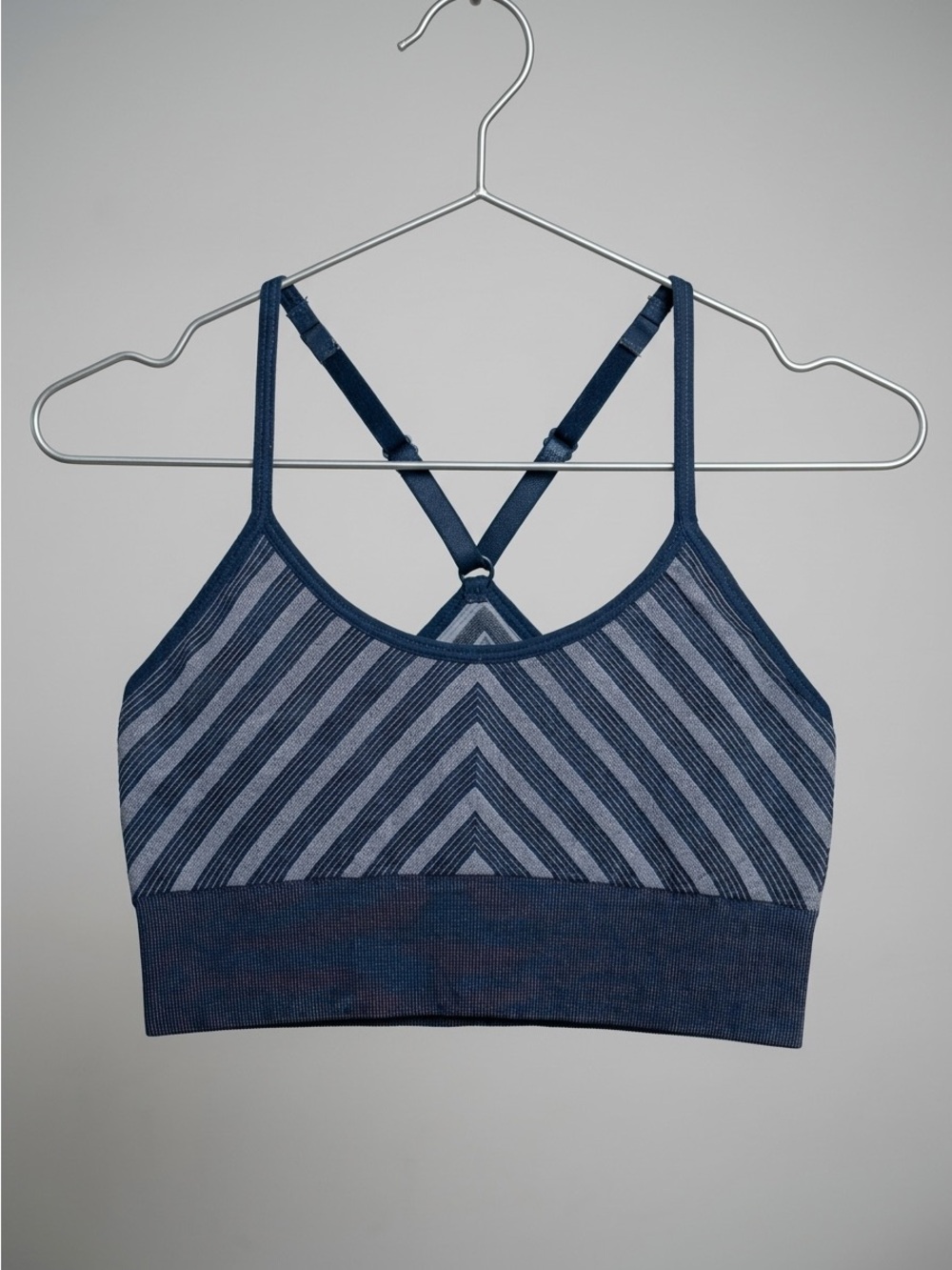 Striped Chevron Seamless Bralette - Navy
